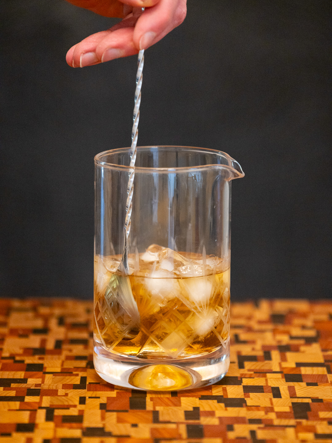 Stirring the cocktail