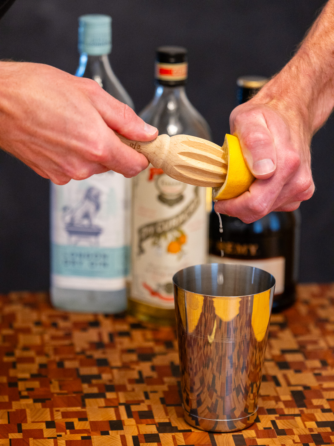 Squeezing the lemon juice