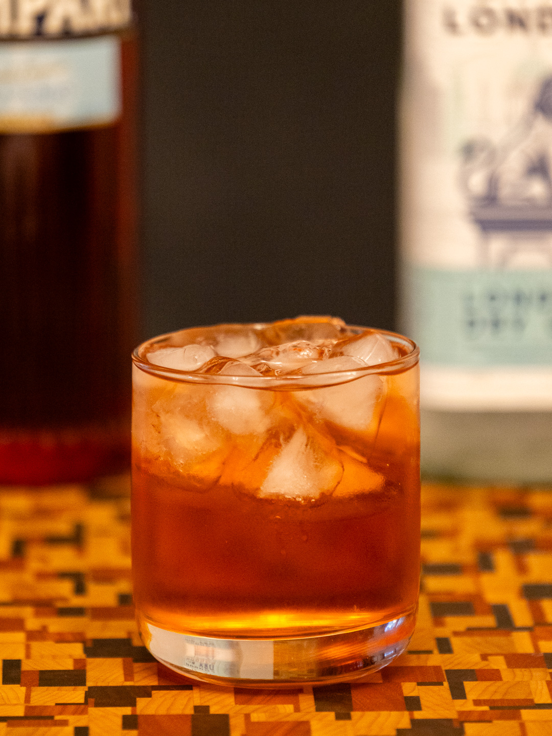 The Italian G&T cocktail in a rocks glass